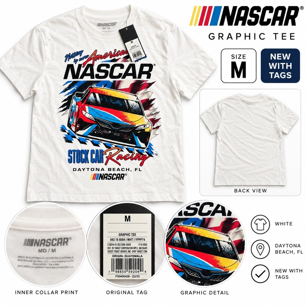 NASCAR Men's Medium Stock Car Racing Daytona Beach Graphic Tee NWT